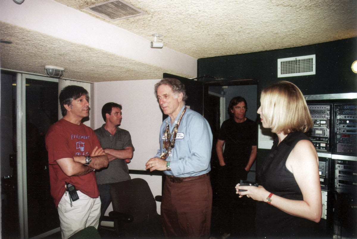 Casey Cyr (Artist, Producer) in the control room, <em>Sorcerer Sound, NYC with Lee Ranaldo (Sonic Youth Guitarist), Rich Martin (Poet, Hozomeen Press Founder), David Amram (World-renowned Composer), Albert Kausch (Poet, Scientist), Recording David Amram Poetry JAM